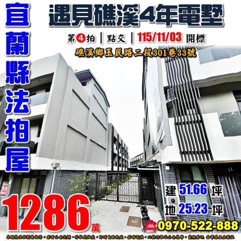 宜蘭縣礁溪鄉玉民路二段301巷33號法拍屋遇見礁溪社區別墅