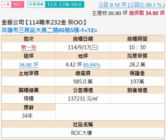 三民區法拍大樓_辦公室-2