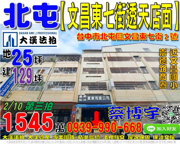 北屯區文昌東七街2號法拍屋透天店面文昌國小崇德路漢口路文心路