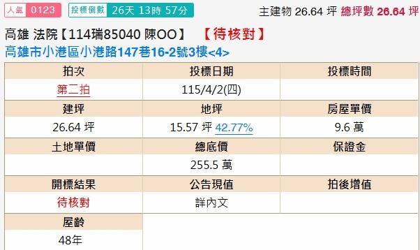高雄小港拍賣公寓-1