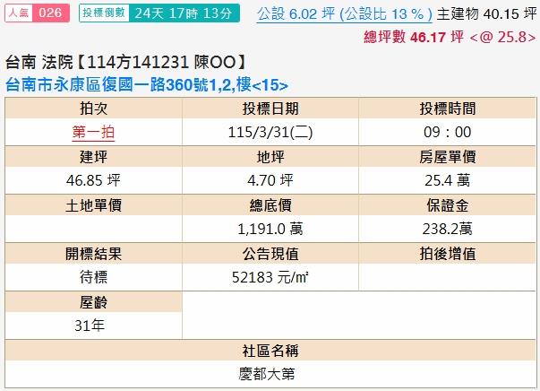 台南大樓法拍-2