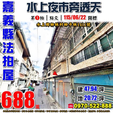 嘉義縣水上鄉柳林村柳子林1411號法拍屋水上夜市旁透天