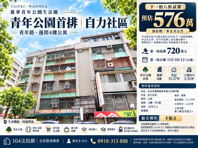 台北市萬華區青年路104號4樓
