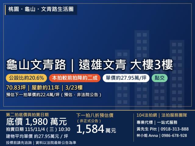 桃園市龜山區文青路163號3樓3