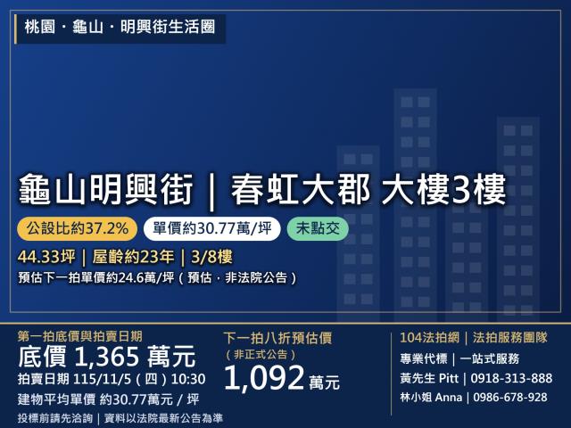 桃園市龜山區明興街221巷30弄5號3樓