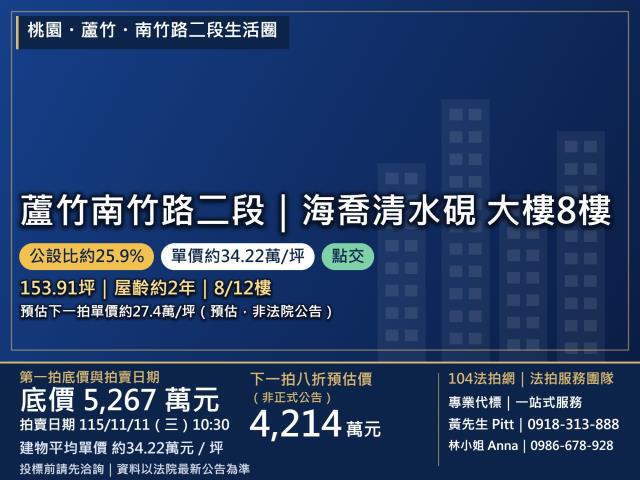 桃園市蘆竹區南竹路二段5號8樓