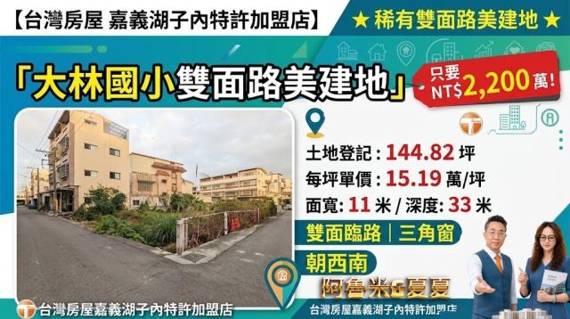 嘉義湖子內阿魯米嘉義建地農地台灣房屋湖子內特許加盟店富鑫團隊